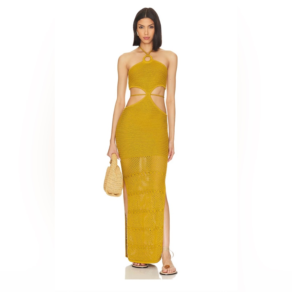 Tularosa Yellow Halter Cutout Dress